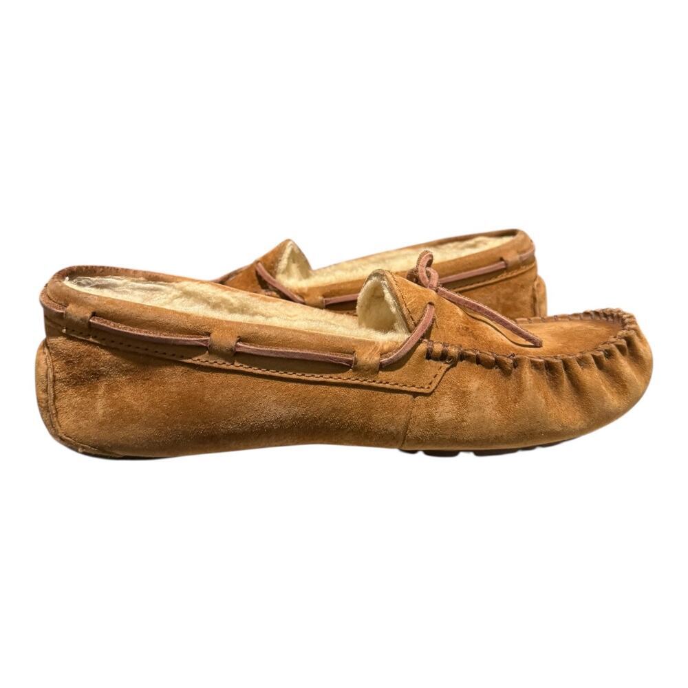 UGG Dakota Moccasin Slippers Womens Size 7 Brown Suede Sherpa Slip On Shoes 5612 - Picture 8 of 9